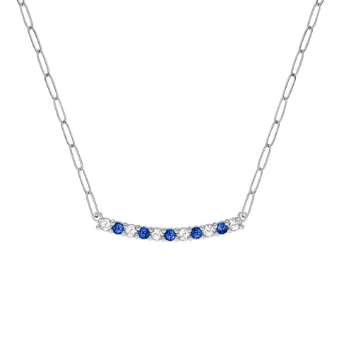 Rosecliff Diamond & Sapphire Bar Adelaide Mini Necklace in 14k Gold (September) - White Gold