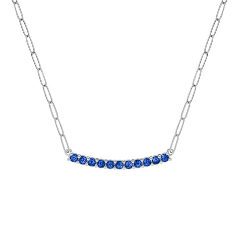 Rosecliff Sapphire Bar Adelaide Mini Necklace in 14k Gold (September) - White Gold