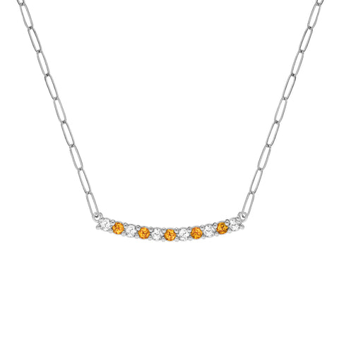 Rosecliff Diamond & Citrine Bar Adelaide Mini Necklace in 14k Gold (November) - White Gold