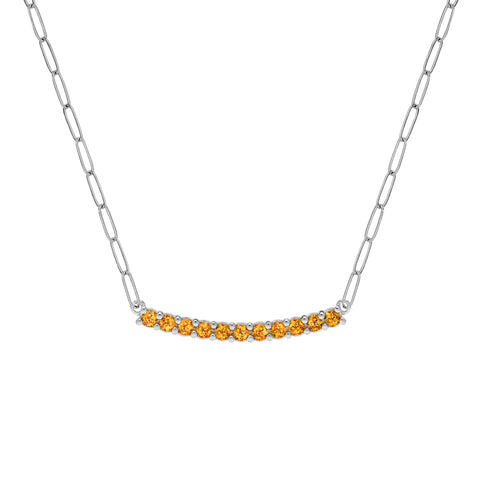 Rosecliff Citrine Bar Adelaide Mini Necklace in 14k Gold (November) - White Gold