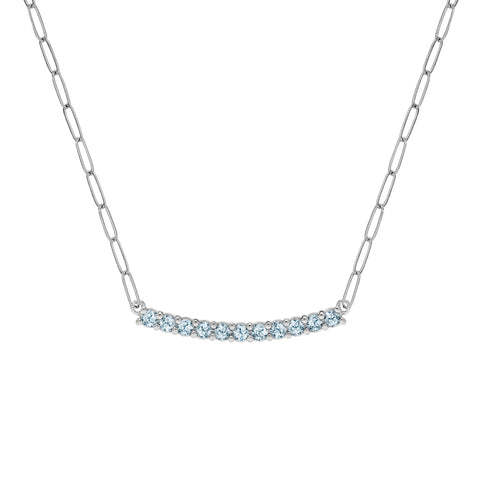 Rosecliff Nantucket Blue Topaz Bar Adelaide Mini Necklace in 14k Gold (December) - White Gold