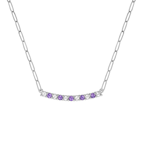 Rosecliff Diamond & Amethyst Bar Adelaide Mini Necklace in 14k Gold (February) - White Gold