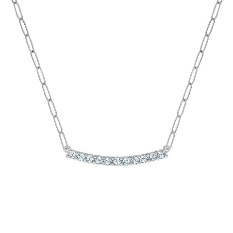 Rosecliff Aquamarine Bar Adelaide Mini Necklace in 14k Gold (March) - White Gold