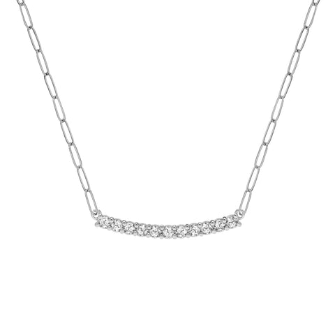 Rosecliff White Topaz Bar Adelaide Mini Necklace in 14k Gold (April) - White Gold