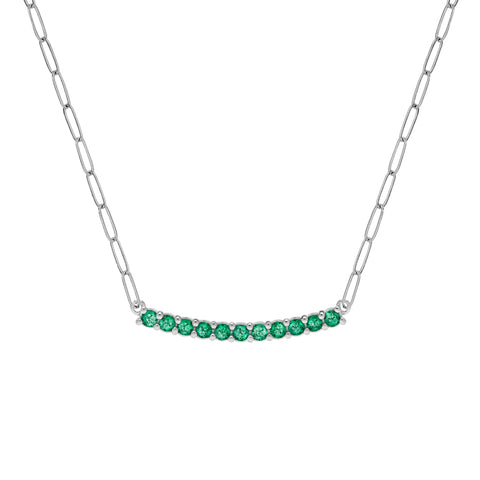 Rosecliff Emerald Bar Adelaide Mini Necklace in 14k Gold (May) - White Gold