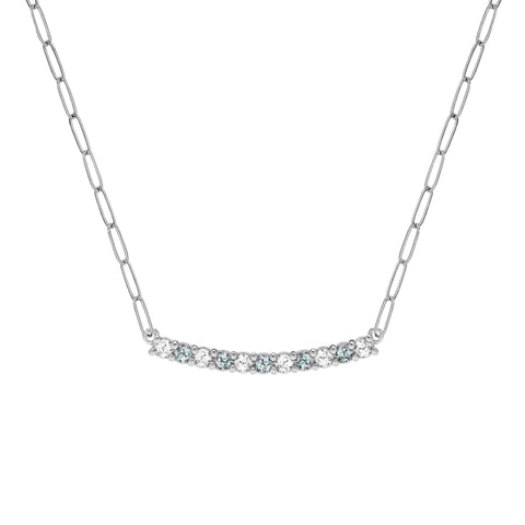 Rosecliff Diamond & Alexandrite Bar Adelaide Mini Necklace in 14k Gold (June) - White Gold