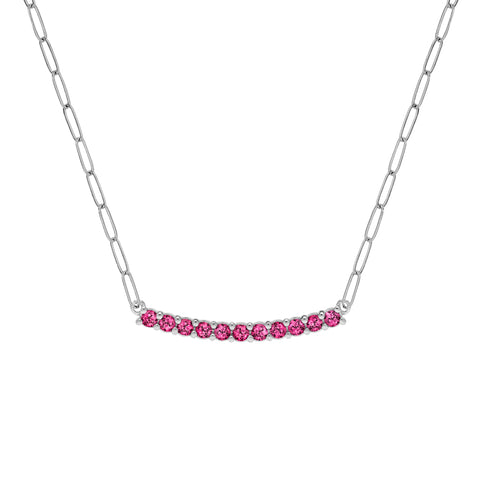 Rosecliff Ruby Bar Adelaide Mini Necklace in 14k Gold (July) - White Gold