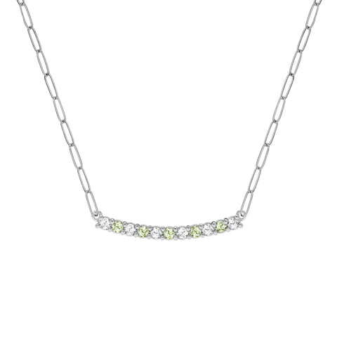 Rosecliff Diamond & Peridot Bar Adelaide Mini Necklace in 14k Gold (August) - White Gold