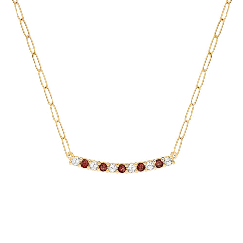 Rosecliff Diamond & Garnet Bar Adelaide Mini Necklace in 14k Gold (January)