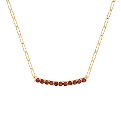Rosecliff Garnet Bar Adelaide Mini Necklace in 14k Gold (January)