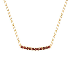 Rosecliff Garnet Bar Adelaide Mini Necklace in 14k Gold (January)