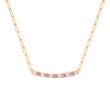 Rosecliff Diamond & Pink Sapphire Bar Adelaide Mini Necklace in 14k Gold (October)