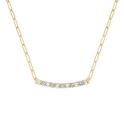 Rosecliff Diamond & Nantucket Blue Topaz Bar Adelaide Mini Necklace in 14k Gold (December)