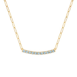 Rosecliff Nantucket Blue Topaz Bar Adelaide Mini Necklace in 14k Gold (December)