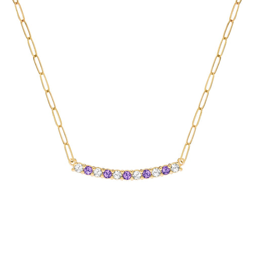 Rosecliff Diamond & Amethyst Bar Adelaide Mini Necklace in 14k Gold (February)