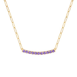 Rosecliff Amethyst Bar Adelaide Mini Necklace in 14k Gold (February)