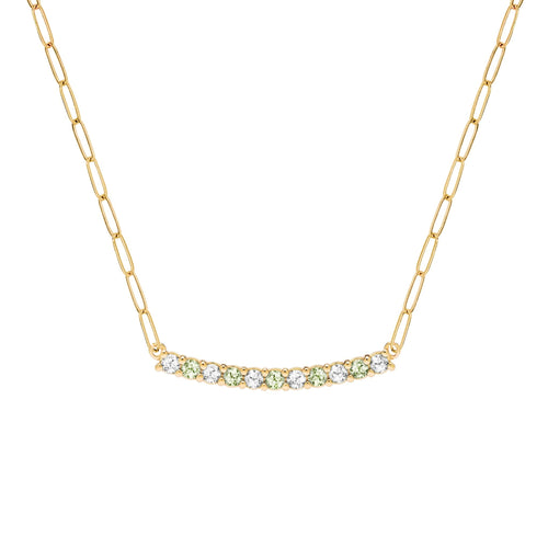 Rosecliff Diamond & Peridot Bar Adelaide Mini Necklace in 14k Gold (August)