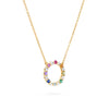 Rainbow Rosecliff Circle Necklace with Diamonds in 14k Gold