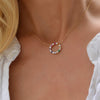 Rainbow Rosecliff Circle Necklace with Diamonds in 14k Gold