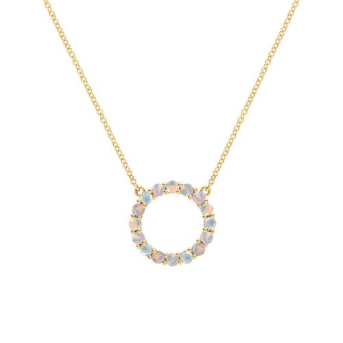 Rosecliff Circle Opal Necklace in 14k Gold (October)