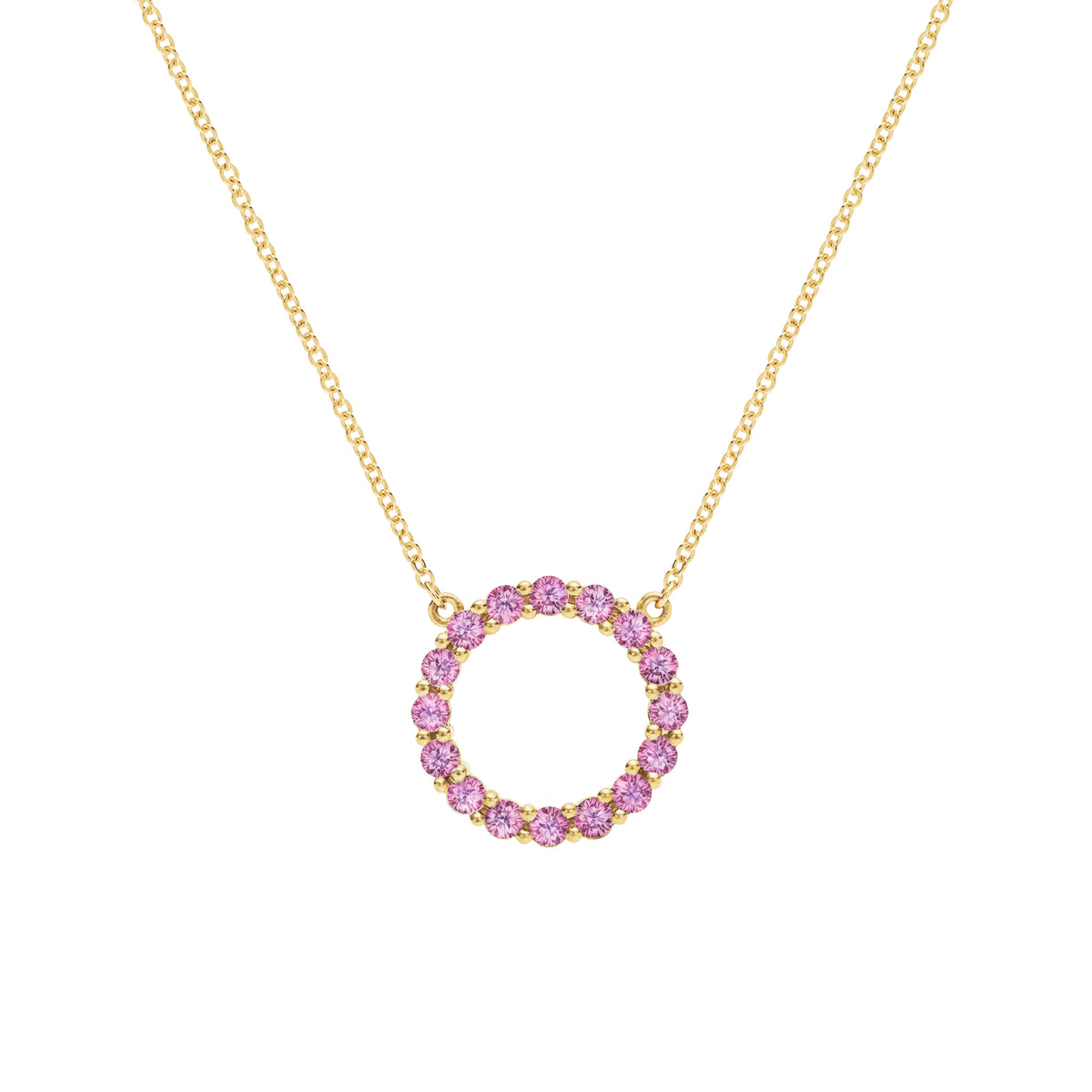 Personalized Rosecliff Circle Birthstone Necklace in 14k Gold