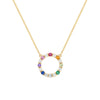 Rainbow Rosecliff Circle Necklace with Diamonds in 14k Gold