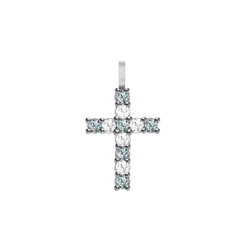 Rosecliff Cross Diamond & Alexandrite Pendant in 14k Gold (June) - White Gold