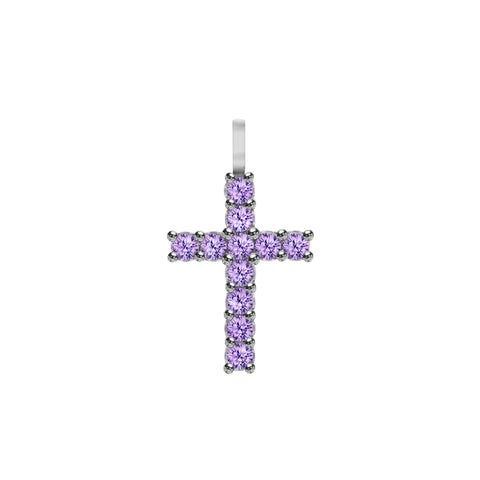 Rosecliff Cross Amethyst Pendant in 14k Gold (February) - White Gold