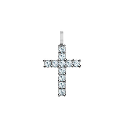 Rosecliff Cross Aquamarine Pendant in 14k Gold (March) - White Gold