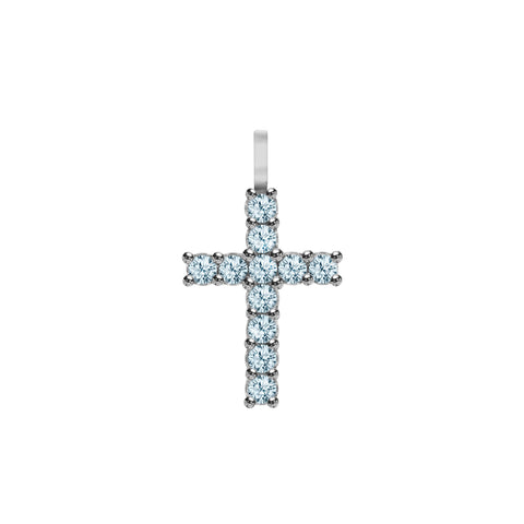 Rosecliff Cross Nantucket Blue Topaz Pendant in 14k Gold (December) - White Gold