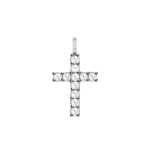 Rosecliff Cross Diamond Pendant in 14k Gold (April) - White Gold