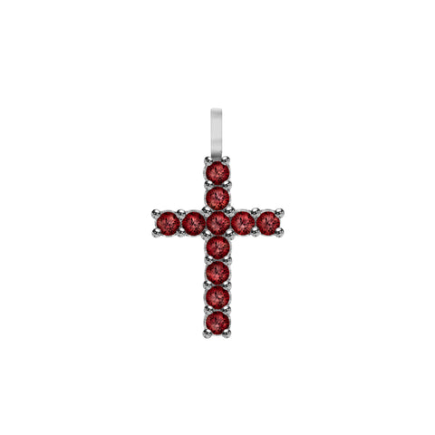 Rosecliff Cross Garnet Pendant in 14k Gold (January) - White Gold