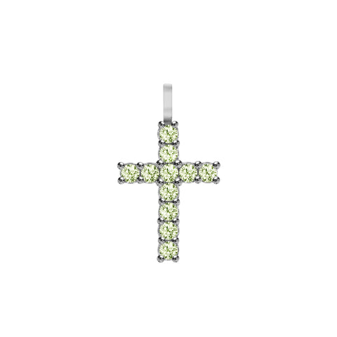 Rosecliff Cross Peridot Pendant in 14k Gold (August) - White Gold