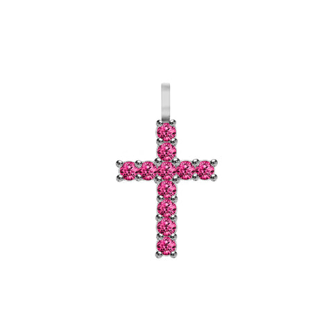 Rosecliff Cross Ruby Pendant in 14k Gold (July) - White Gold