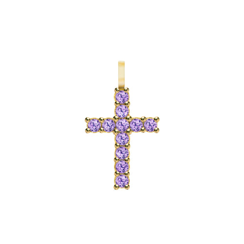 Rosecliff Cross Amethyst Pendant in 14k Gold (February)