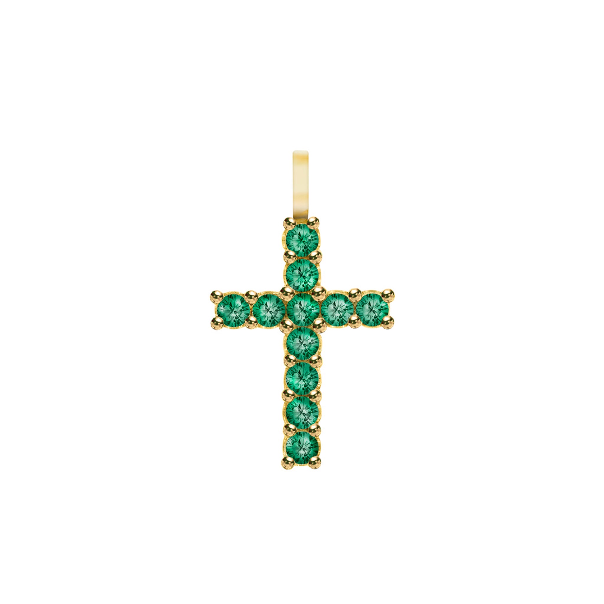 Rosecliff Cross Emerald Pendant in 14k Gold (May)