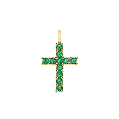 Rosecliff Cross Emerald Pendant in 14k Gold (May)