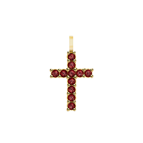 Rosecliff Cross Garnet Pendant in 14k Gold (January)