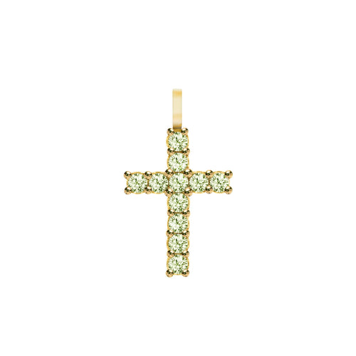 Rosecliff Cross Peridot Pendant in 14k Gold (August)