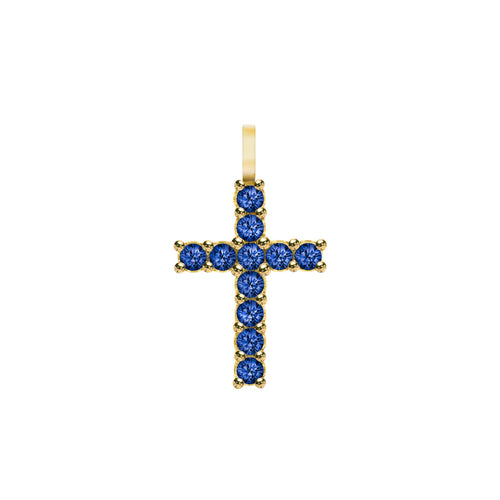 Rosecliff Cross Sapphire Pendant in 14k Gold (September)