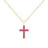 Rosecliff Cross Ruby Pendant in 14k Gold (July)