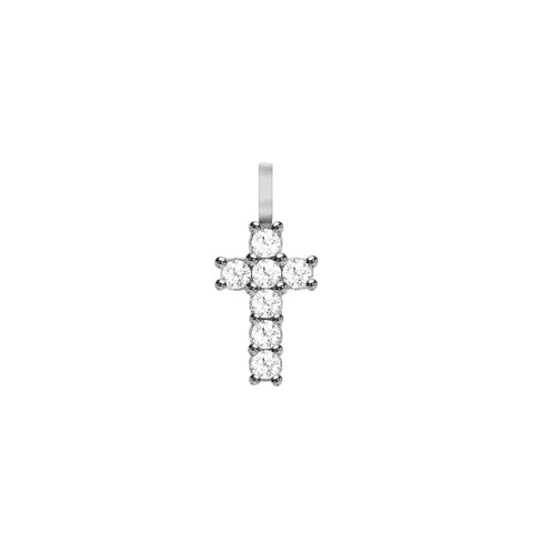 Rosecliff Small Cross Diamond Pendant in 14k Gold (April) - White Gold