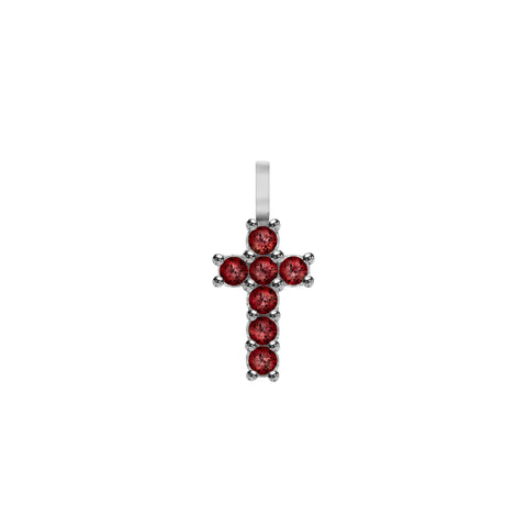 Rosecliff Small Cross Garnet Pendant in 14k Gold (January) - White Gold