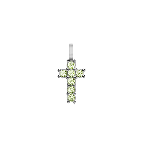 Rosecliff Small Cross Peridot Pendant in 14k Gold (August) - White Gold