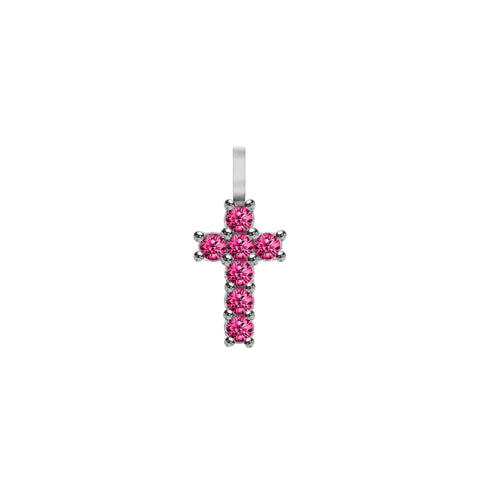 Rosecliff Small Cross Ruby Pendant in 14k Gold (July) - White Gold