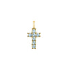 Rosecliff Small Cross Nantucket Blue Topaz Pendant in 14k Gold (December)