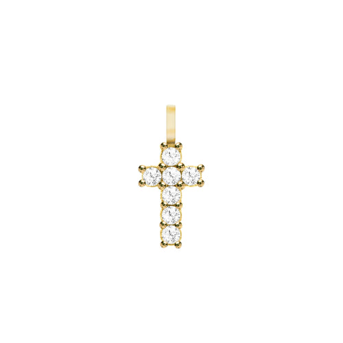 Rosecliff Small Cross Diamond Pendant in 14k Gold (April)