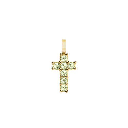 Rosecliff Small Cross Peridot Pendant in 14k Gold (August)