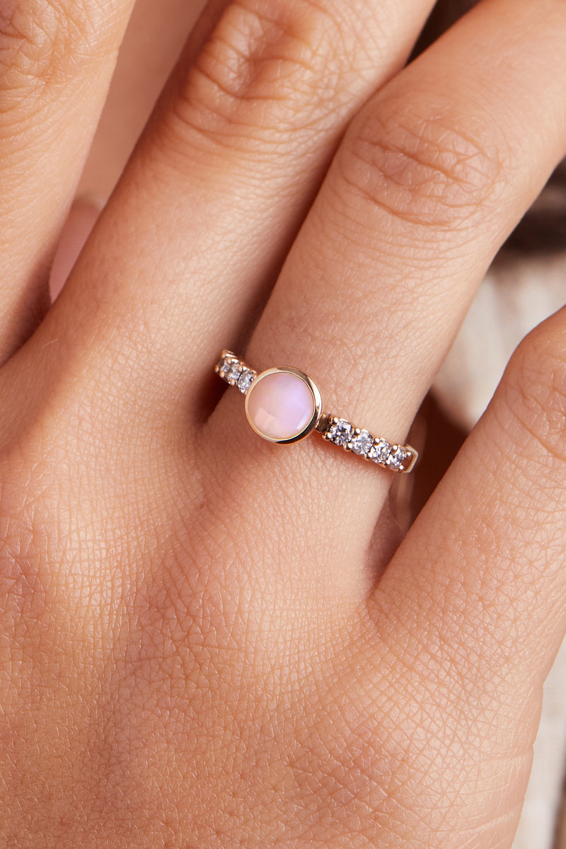 Buy Pink Opal Rings, Made with BIS Hallmarked Gold