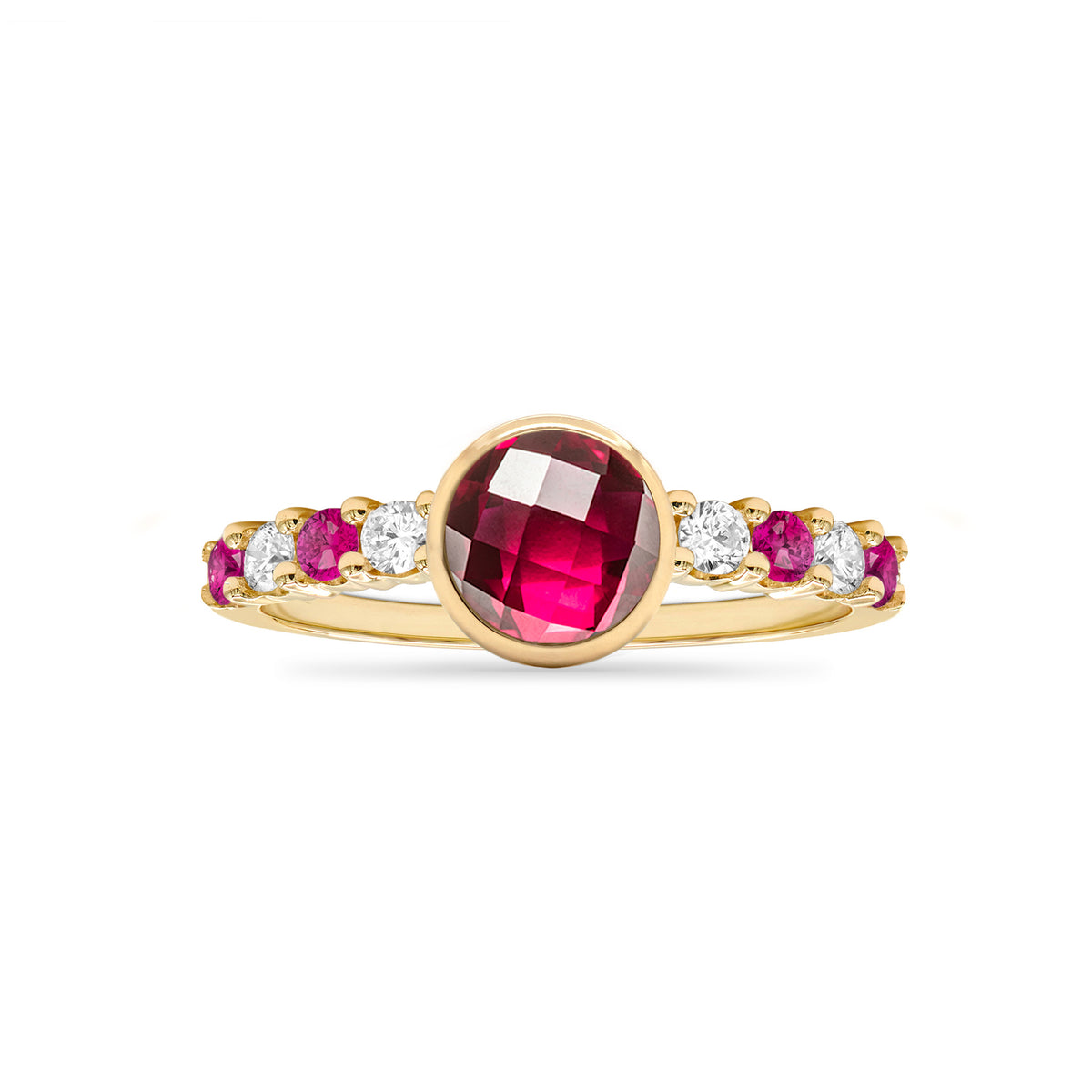 Rosecliff Ruby Stackable Ring in 14k Gold (July)